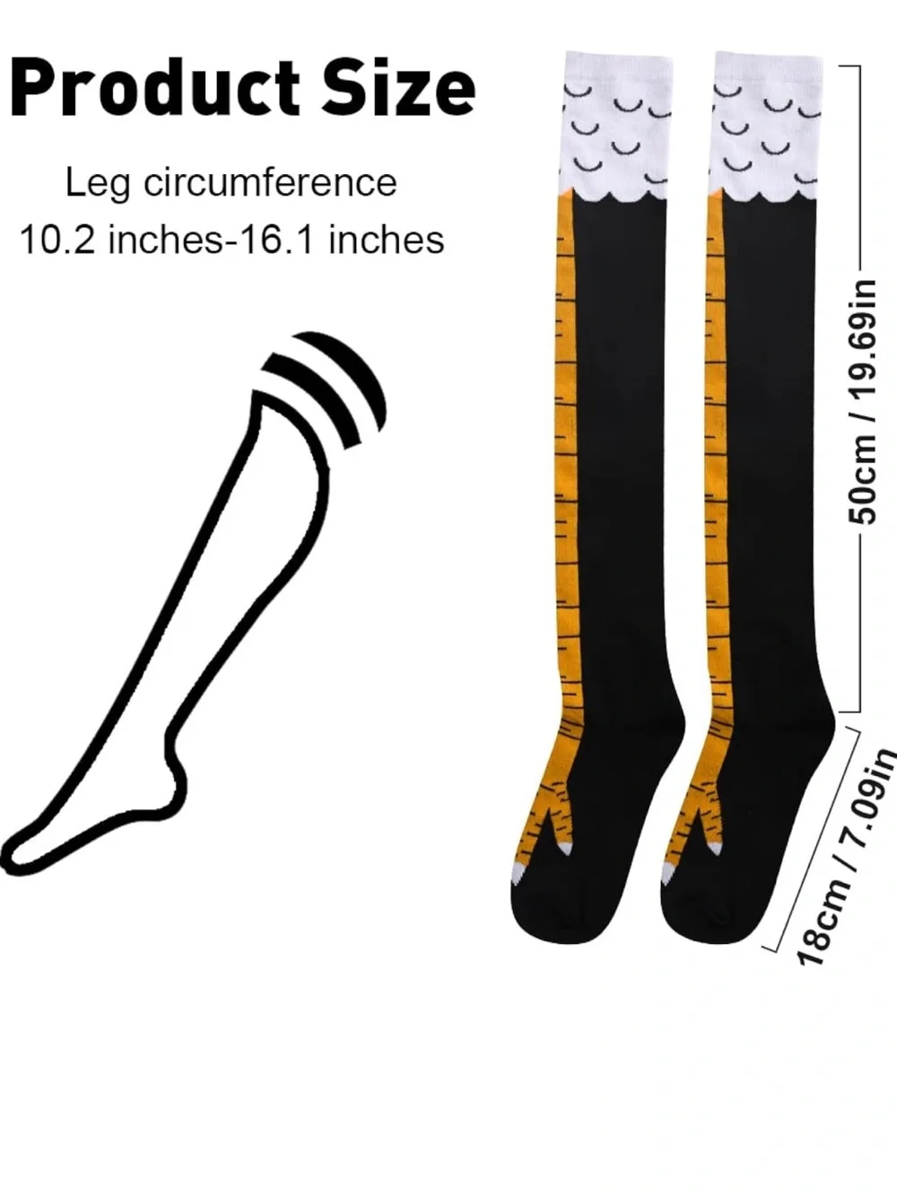 Women’s Chicken Thigh-High Socks - Black/Yellow
